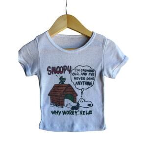 Vintage Single Stitch Snoopy Peanuts Kids Boy Graphic White T-Shirt Size 2T